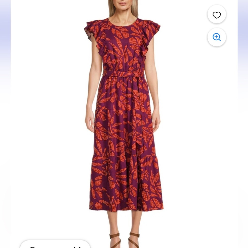 Vibrant Purple and Orange Leaf Maxi Dress